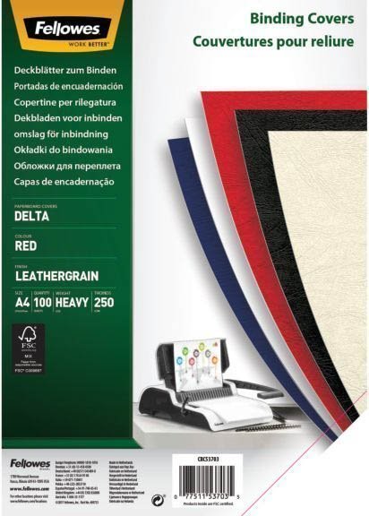 Deckblätter - Lederstruktur, A4, rot, 100 Stück
