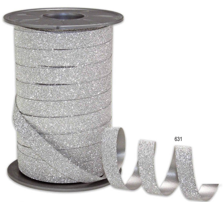 Ringelband - 10 mm x 100 m, Glitter silber