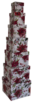 Weihnachtsgeschenkkarton Weihnachtsstern - 7 tlg., Würfel