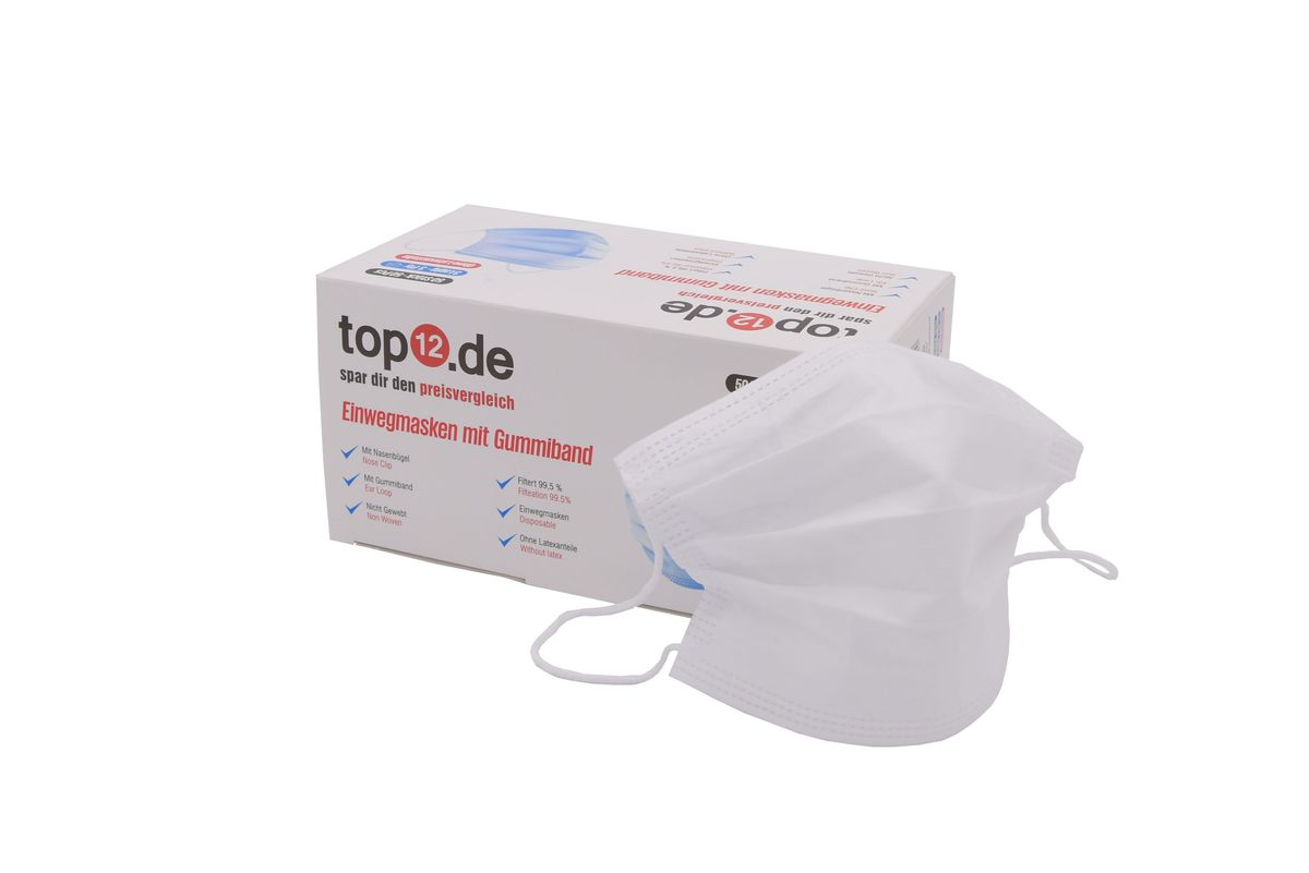 Mund-Nasen-Schutz Einweg 50er Set / Medizinische Gesichtsmasken Typ II, Weiß