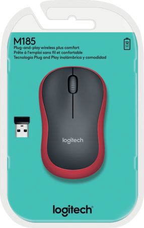 Maus M185 Wireless Optisch schwarz/rot
