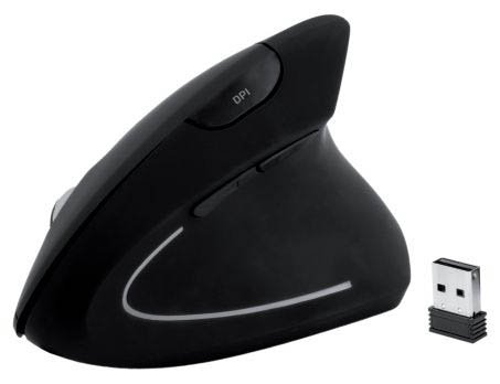 Maus MROS232 - ergonomisch, 6 Tasten, optisch, kabellos, schwarz, Rechtshänder