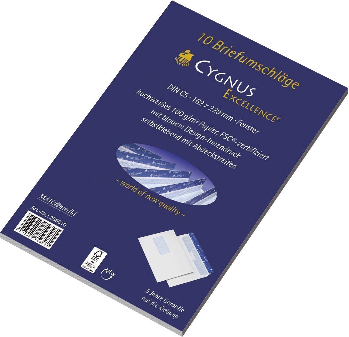 Briefumschlag C5, haftkebend, weiß, Offset 100g, 10 Stück mit Fenster
