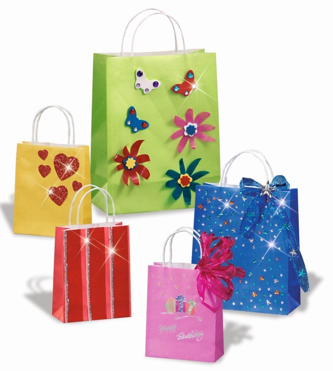 Geschenktragetasche - 18 x 8 x 21 cm, 20 Stück, sortiert