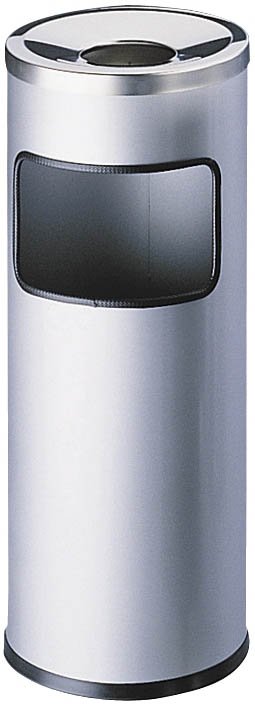Standascher mit Flammenlöschkopf SAFE rund, Metall, 250x630mm (ØxH), 17 l, silber metallic
