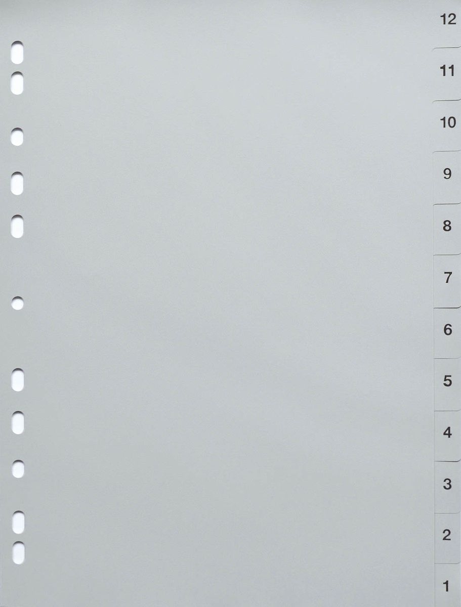 Zahlenregister - 12 - 1, PP, A4, 12 Blatt, grau
