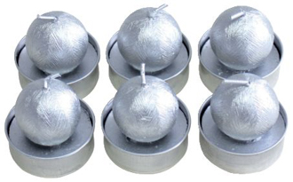 Teelichter Weihnachten "Kugel" - silber, 6 Stück
