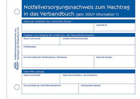 313 Meldeblock Erste Hilfe - A6 quer, 50 Blatt