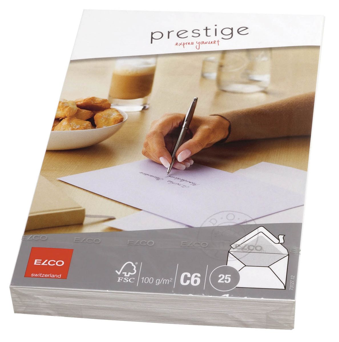 Briefumschlag Prestige - C6, 25 Stück, weiß, mit Wasserzeichen, haftklebend