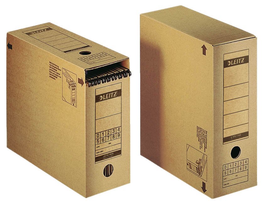 6086 Archiv-Schachtel, A4, mit Verschlussklappe, naturbraun