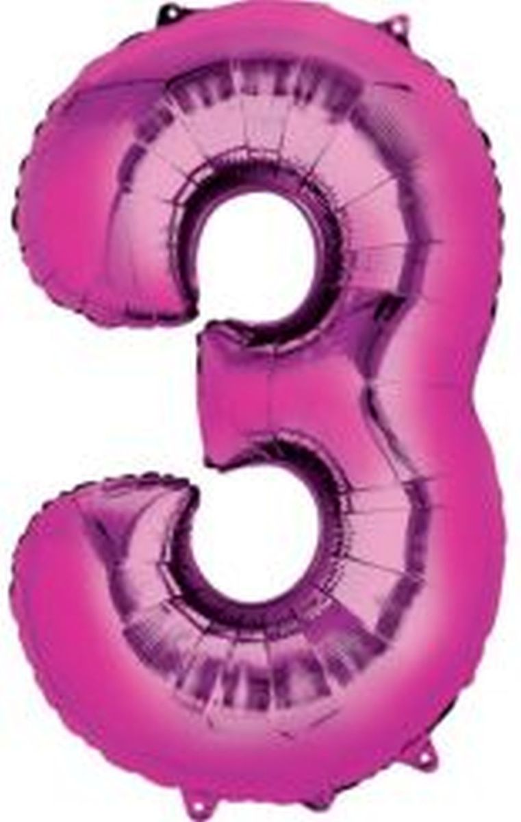 Folienballon XXL Zahl 3 - rosa