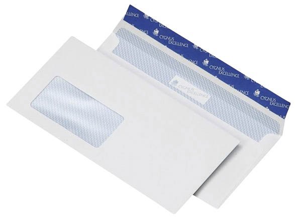Briefumschlag 114x229mm, haftkebend, weiß, Offset 100g, 500 Stück mit Fenster