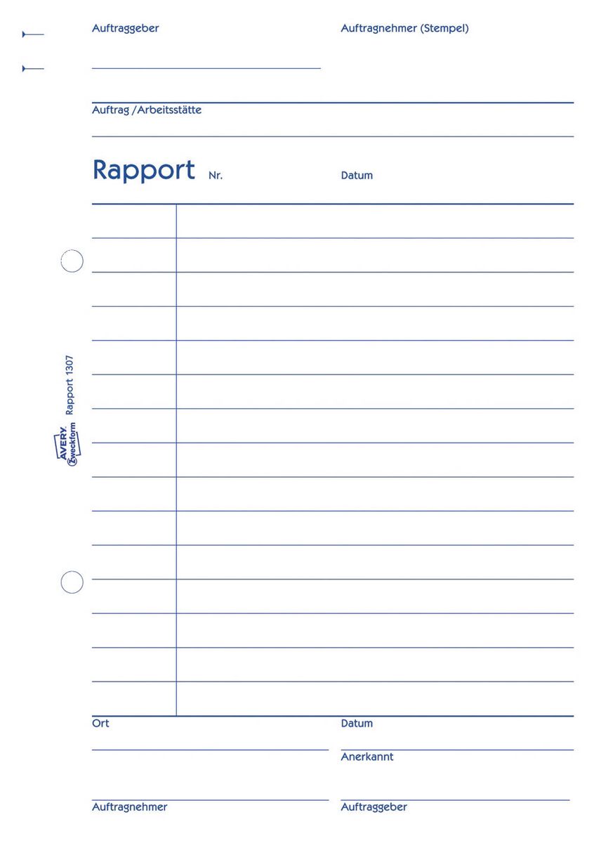 1307 Rapport, DIN A5, vorgelocht, 100 Blatt, weiß