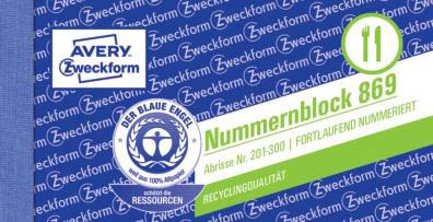 10x 869 Nummernblock - 5-farbig, 10 Blocks nummeriert 1-1000, 2 Blocks je Farbe