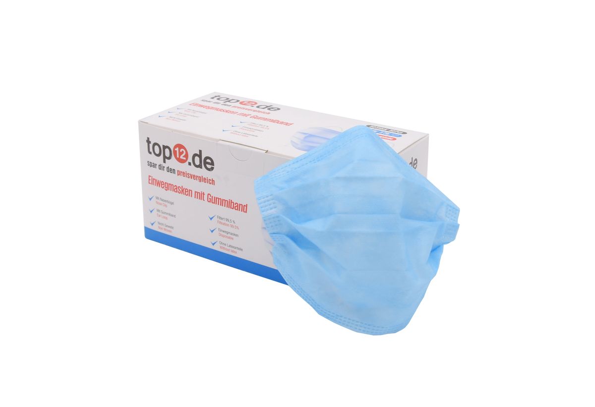 Mund-Nasen-Schutz Einweg 50er Set / Medizinische Gesichtsmasken Typ II, Blau