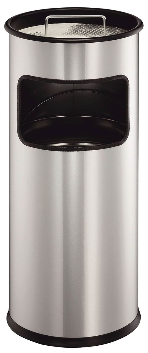 Standascher mit Sandschale METALL rund, 260x620mm (ØxH), 17 l, silber metallic