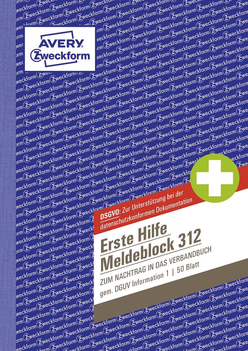 312 Meldeblock Erste Hilfe - A5, 50 Blatt