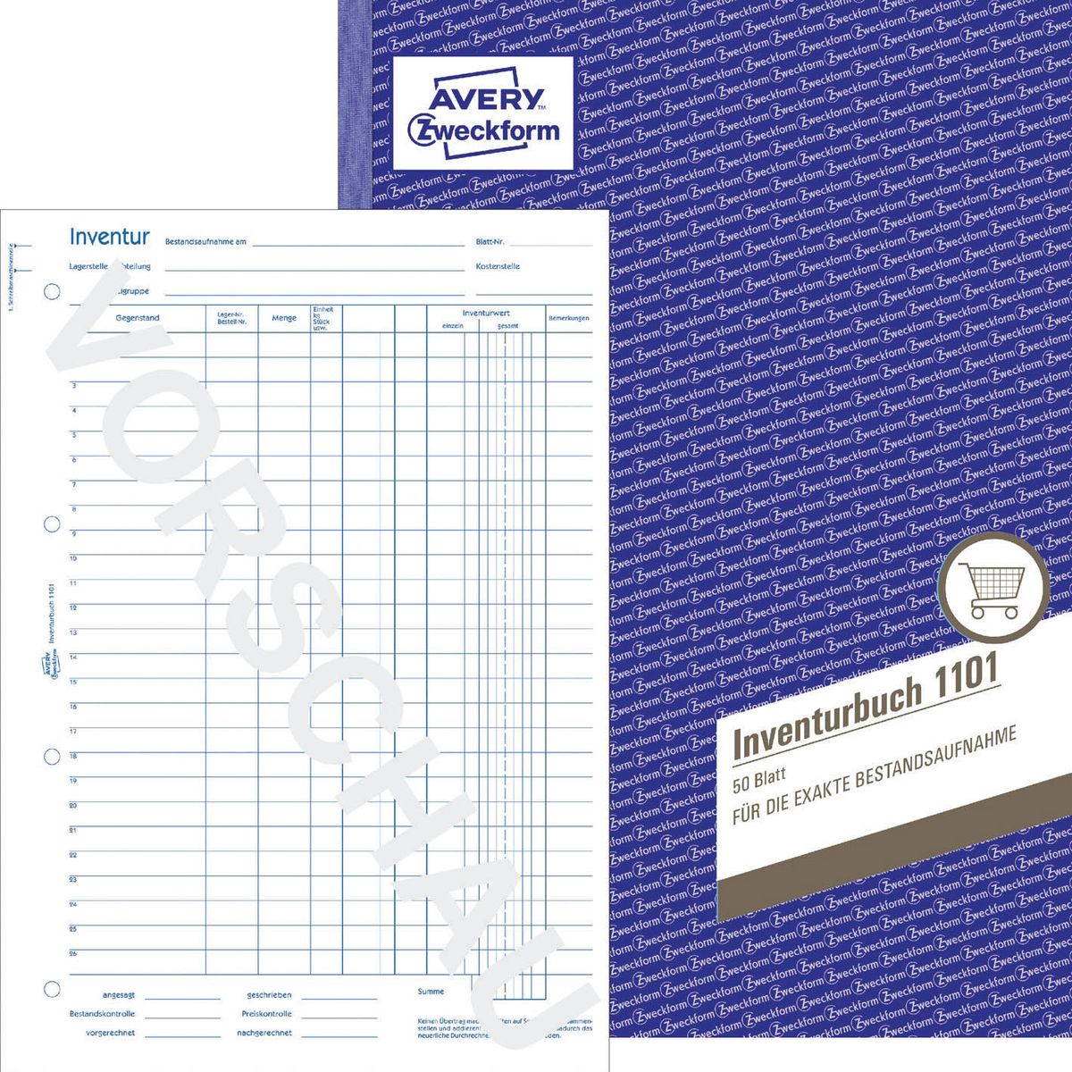 1101 Inventurbuch, DIN A4, vorgelocht, 50 Blatt, weiß