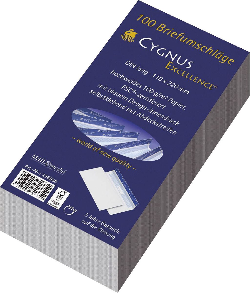Briefumschlag DL, haftkebend, weiß, Offset 100g, 100 Stück