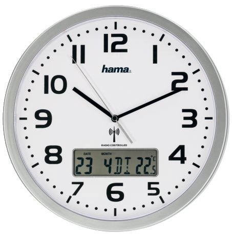 DCF-Funkwanduhr EXTRA - Ø 30 cm, silber