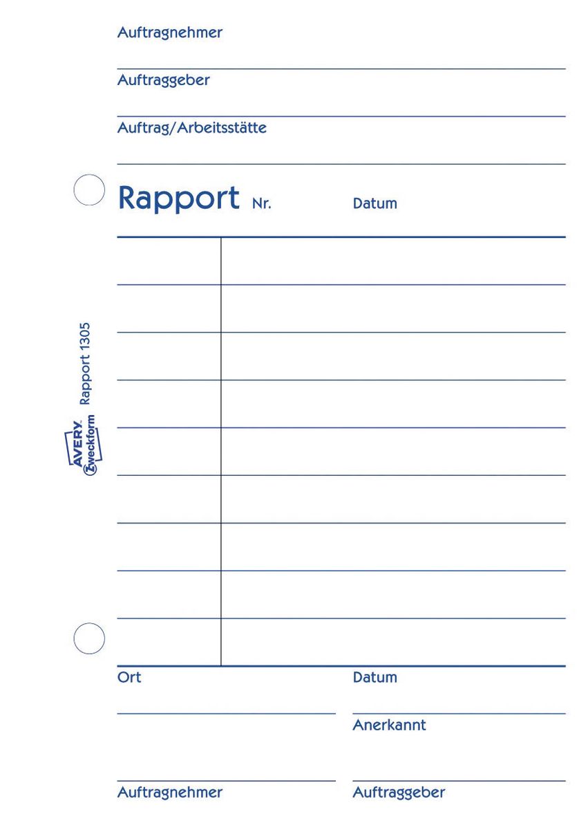 1305 Rapport, DIN A6, vorgelocht, 100 Blatt, weiß