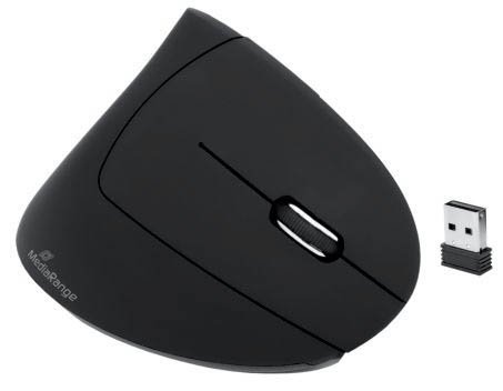 Maus MROS232 - ergonomisch, 6 Tasten, optisch, kabellos, schwarz, Rechtshänder