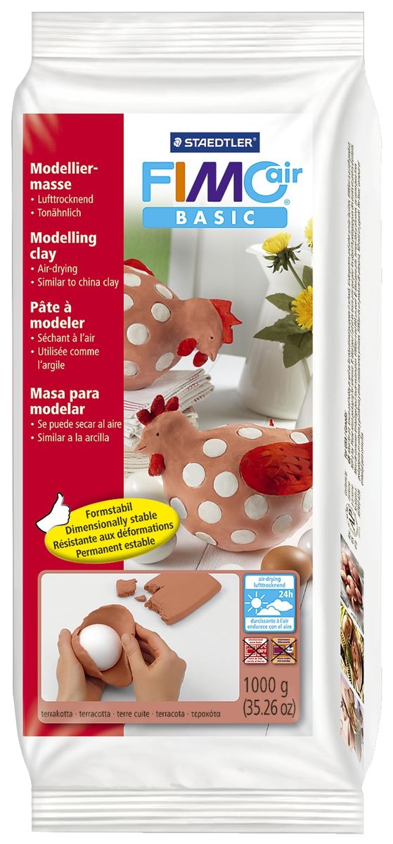 Modelliermasse FIMO air basic - 1000g, terrakotta, metall. Folie