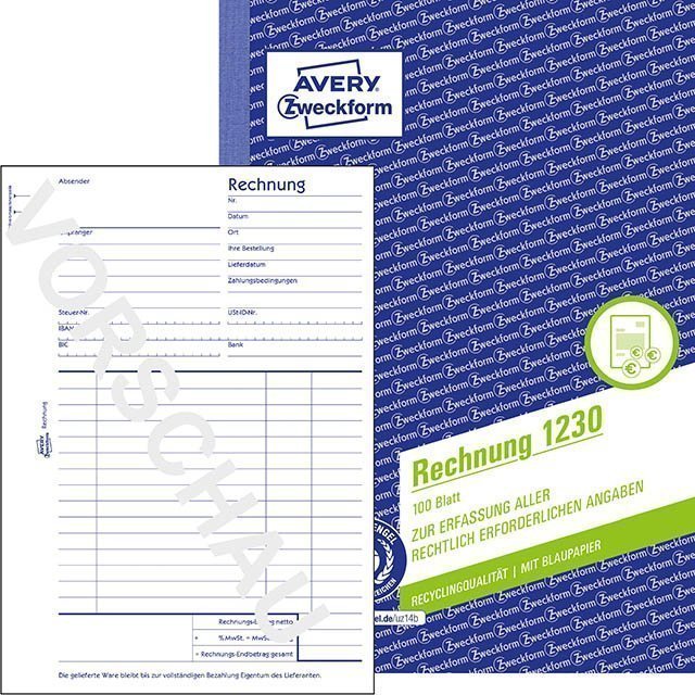 1230 Rechnung - A5, vorgelocht, 100 Blatt, weiß