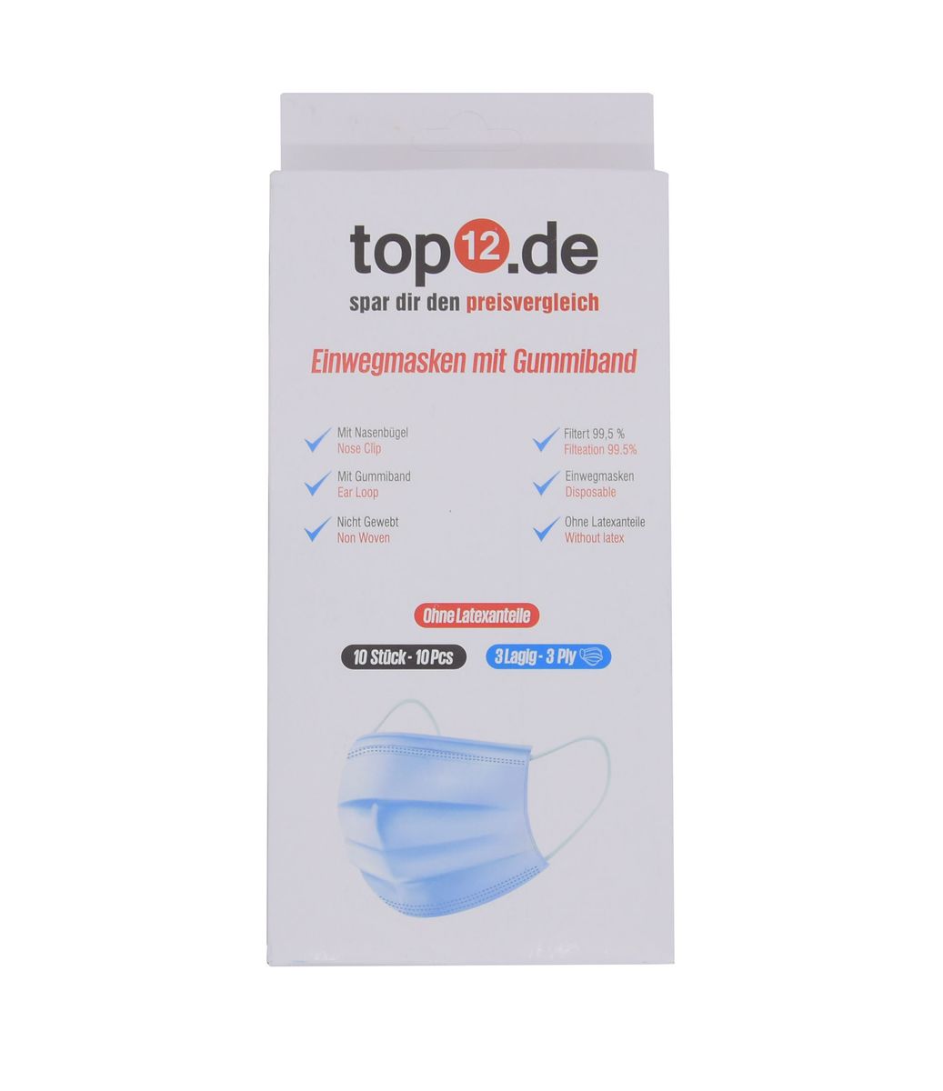 Mund-Nasen-Schutz Einweg 10er Set / Medizinische Gesichtsmasken Typ II, Weiß