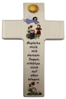 Kinderkreuz  "Begleite mich mit deimem Segen" - Holz, 20 x 12 cm