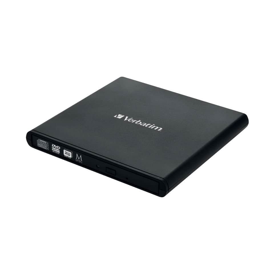 Externer Slimline CD/DVD-Brenner, mobiles externes Laufwerk, schnelle Datensicherung, mit Nero Burn & Archive - schwarz
