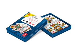 Spielkarten Doppelrommé (Leinenqualität, in Stülpschachtel)