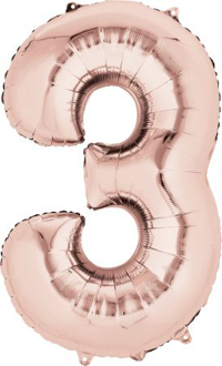 Folienballon XXL Zahl 3 - rose gold