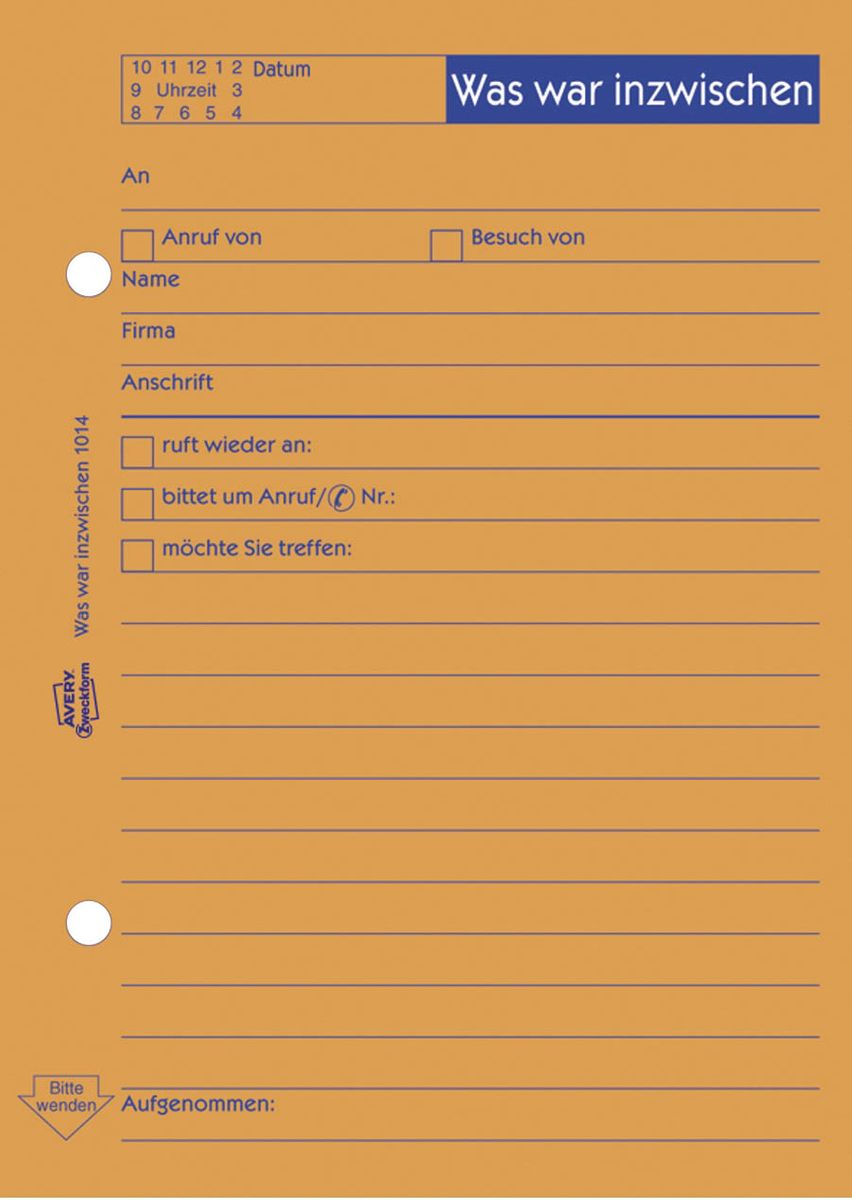 1014 Was war inzwischen/was ist zu tun, DIN A6, vorgelocht, 50 Blatt, orange