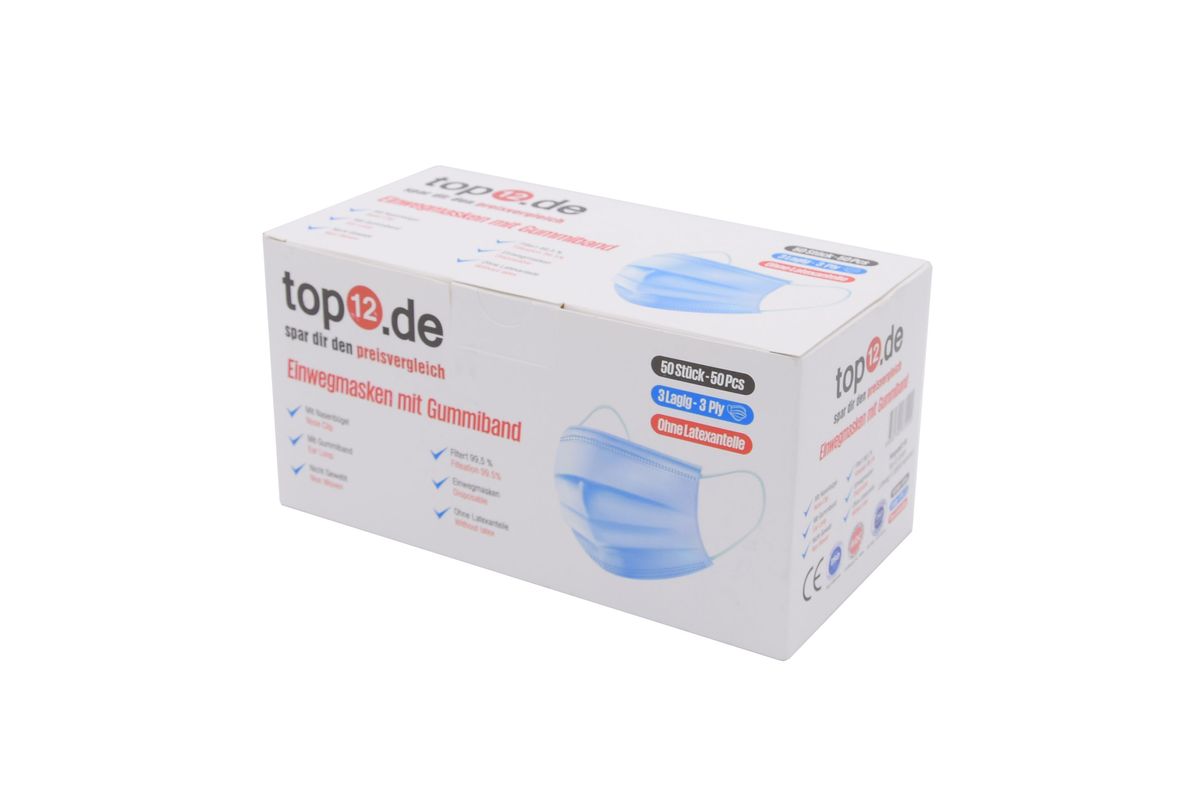 Mund-Nasen-Schutz Einweg 50er Set / Medizinische Gesichtsmasken Typ II, Weiß